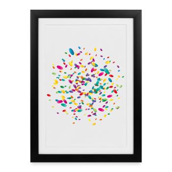 Confettis colorés tourbillonnants - Affiche encadrée (27 × 37 cm) - noir - Devant
