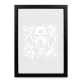 Beagle plus agressif que dans le style graffiti cool - Affiche encadrée (27 × 37 cm) - noir - Devant
