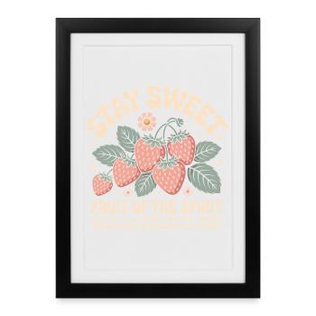 Stay Sweet Fruit of the Spirit Strawberry - Affiche encadrée (27 × 37 cm) - noir - Devant