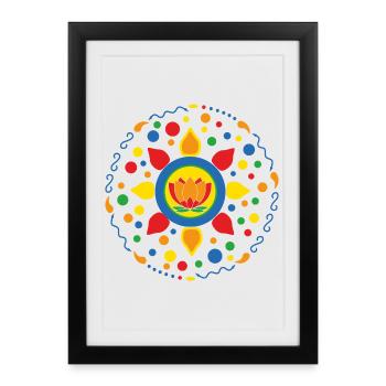 Fleur de lotus Fleur de lotus Mandala - Affiche encadrée (27 × 37 cm) - noir - Devant