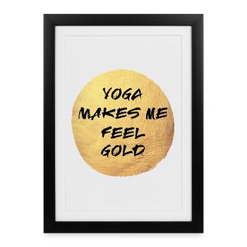 Yoga Circle Feel Gold Luxury Vibes om Namaste Round - Affiche encadrée (27 × 37 cm) - noir - Devant