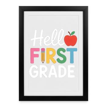 Hello First Grade Back To School - Framed poster (27 × 37 cm) - black - Front