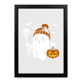 Ghost, Halloween Party Costume - Pumpkin - Framed poster (27 × 37 cm) - black - Front
