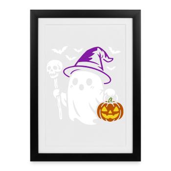 Fantôme, Costume de fête d’Halloween - Citrouille - Affiche encadrée (27 × 37 cm) - noir - Devant