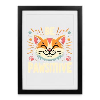 Être patte chat mignon - Affiche encadrée (27 × 37 cm) - noir - Devant