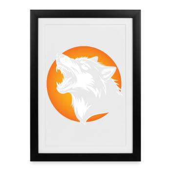Wolf head in contrasting silhouette - Framed poster (27 × 37 cm) - black - Front