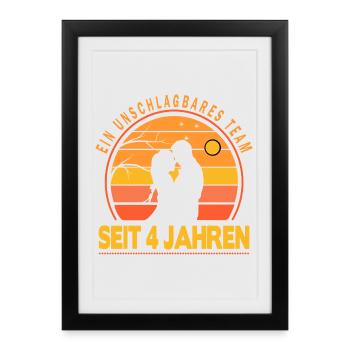 4 years relationship gift partner husband wife - Framed poster (27 × 37 cm) - black - Front