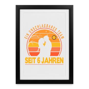 6 years relationship gift partner husband wife - Framed poster (27 × 37 cm) - black - Front