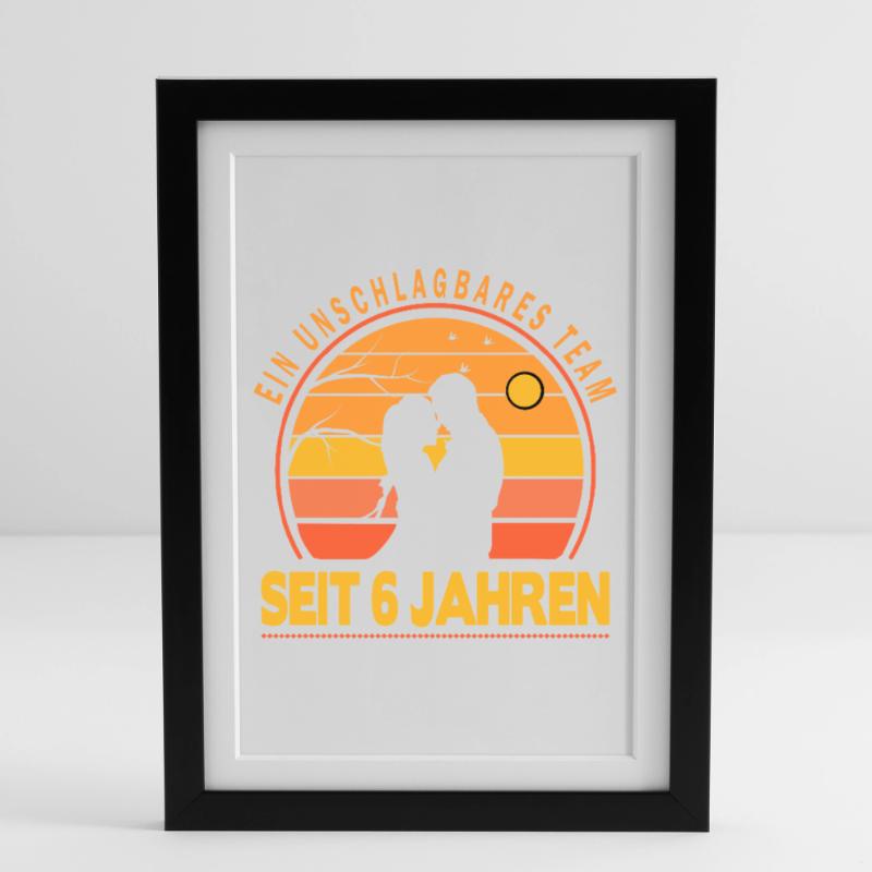 6 Jahre Beziehung Geschenk Partner Ehemann Ehefrau Gerahmtes Poster (27 × 37 cm)