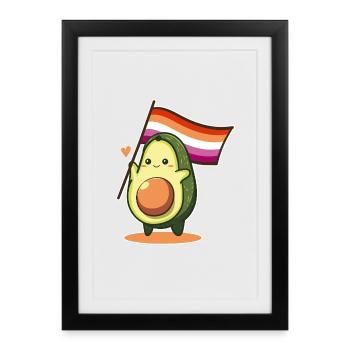 Avocat Drapeau Lesbien Fierté LGBT Queer Sapphique - Affiche encadrée (27 × 37 cm) - noir - Devant