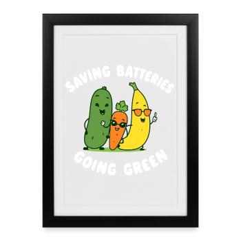 Save batteries Become environmentally friendly Cheeky Fr - Framed poster (27 × 37 cm) - black - Front
