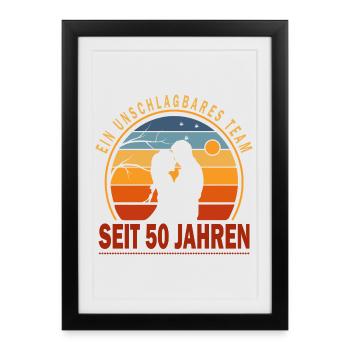 50 ans d’équipe Couple Cadeau d’Amour Imbattable - Affiche encadrée (27 × 37 cm) - noir - Devant