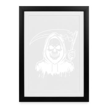Grim Reaper Skull Design - Gerahmtes Poster (27 × 37 cm) - Schwarz - Vorne