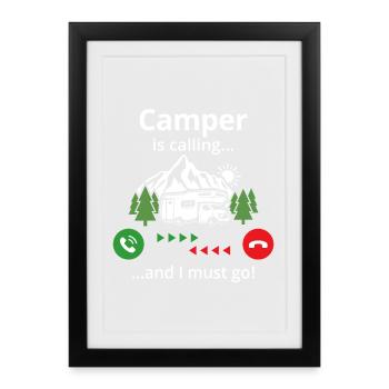 Camper is calling... and i must go - Framed poster (27 × 37 cm) - black - Front