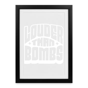 Louder Than Bombs Typographie audacieuse - Affiche encadrée (27 × 37 cm) - noir - Devant