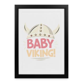 Viking Bébé Casque Pastel - Affiche encadrée (27 × 37 cm) - noir - Devant