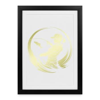 Fishing Silhouette Fisherman - Framed poster (27 × 37 cm) - black - Front