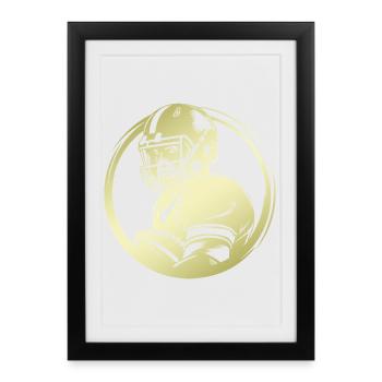 Silhouette de football américain - Affiche encadrée (27 × 37 cm) - noir - Devant