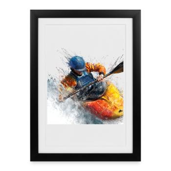 Water Rush Kayak in Whitewater - Framed poster (27 × 37 cm) - black - Front