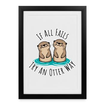 Mignonnes loutres ! Quand tout tourne mal Otter Way - Affiche encadrée (27 × 37 cm) - noir - Devant