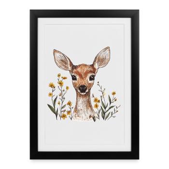 roe deer - Framed poster (27 × 37 cm) - black - Front