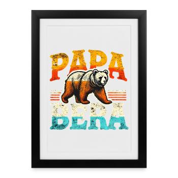 Papa Bear Retro Style, Fathers  - Framed poster (27 × 37 cm) - black - Front