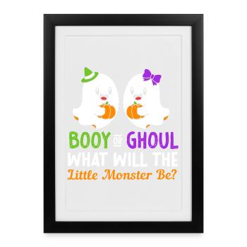 Gender Reveal Halloween Babyshower - Framed poster (27 × 37 cm) - black - Front