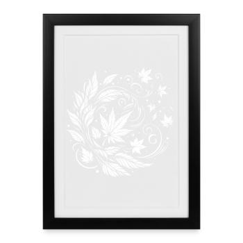 Feuilles d’automne dans le design du vent – Vibrations automnales - Affiche encadrée (27 × 37 cm) - noir - Devant