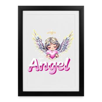 Y2K Retro – Cyber Angel - Framed poster (27 × 37 cm) - black - Front