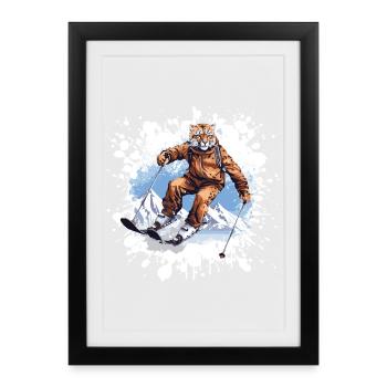 Guépard Ski Ski - Affiche encadrée (27 × 37 cm) - noir - Devant