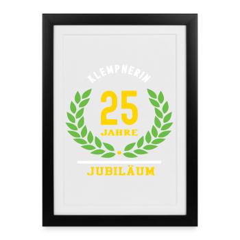 Plombier 25 ans 25e anniversaire - Affiche encadrée (27 × 37 cm) - noir - Devant