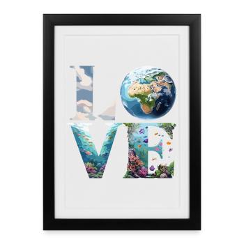 L’amour de la Terre et de l’Océan : Découvrir la Nature - Affiche encadrée (27 × 37 cm) - noir - Devant