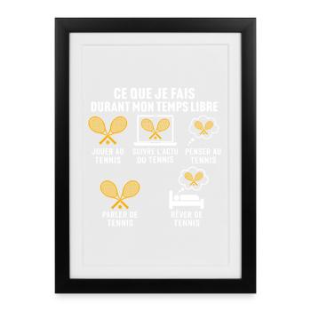 jouer au tennis cadeau fan de tennis  - Affiche encadrée (27 × 37 cm) - noir - Devant