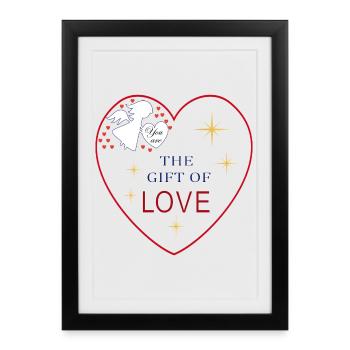 Cœur Ange Amour - Affiche encadrée (27 × 37 cm) - noir - Devant