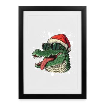 Alligator Christmas Funny - Framed poster (27 × 37 cm) - black - Front