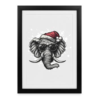 Elephant Christmas Funny - Framed poster (27 × 37 cm) - black - Front