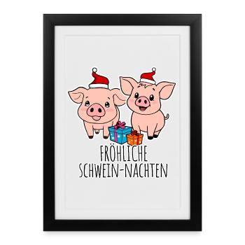 Noël du cochon, bonnes nuits de cochon ! - Affiche encadrée (27 × 37 cm) - noir - Devant