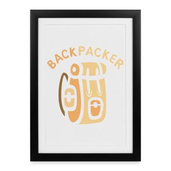 Backpacker Comic Backpack Design - Framed poster (27 × 37 cm) - black - Front