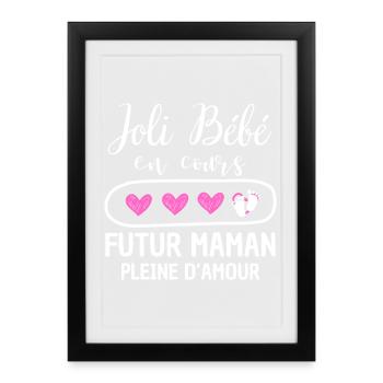 Humour Couple Grossesse - Joli Bébé en Cours Futur - Affiche encadrée (27 × 37 cm) - noir - Devant