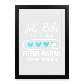 Humour Couple Grossesse - Joli Bébé en Cours Futur - Affiche encadrée (27 × 37 cm) - noir - Devant