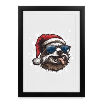 Sloth Christmas Funny - Framed poster (27 × 37 cm) - black - Front