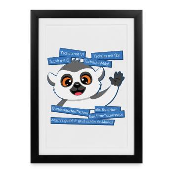 Panda Grüße: The Art of Tschau (Mundart) - Gerahmtes Poster (27 × 37 cm) - Schwarz - Vorne