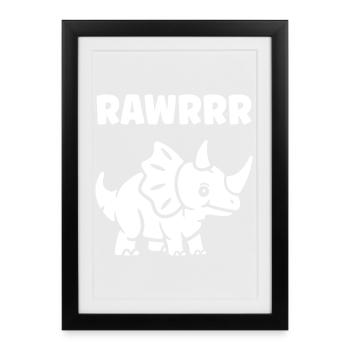 Mignon Petit dinosaure - Affiche encadrée (27 × 37 cm) - noir - Devant