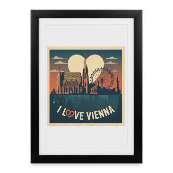 Cathédrale Saint-Étienne de l’amour de Vienne - Affiche encadrée (27 × 37 cm) - noir - Devant