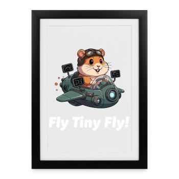 Vol spatial Rocket Hamster - Affiche encadrée (27 × 37 cm) - noir - Devant
