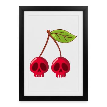 Cherry skulls - Framed poster (27 × 37 cm) - black - Front