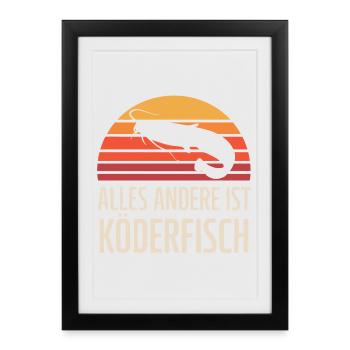 Chemise de pêcheur de poisson-chat – Tout le reste est appât - Affiche encadrée (27 × 37 cm) - noir - Devant