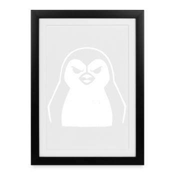 penguin stencil grunge minimalist-vector Linux - Framed poster (27 × 37 cm) - black - Front