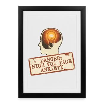 Panneau d’alerte d’anxiété à haute tension - Affiche encadrée (27 × 37 cm) - noir - Devant