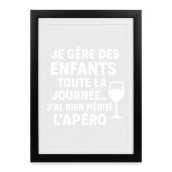 Je gère des enfants toute la journée, cadeau noël - Affiche encadrée (27 × 37 cm) - noir - Devant